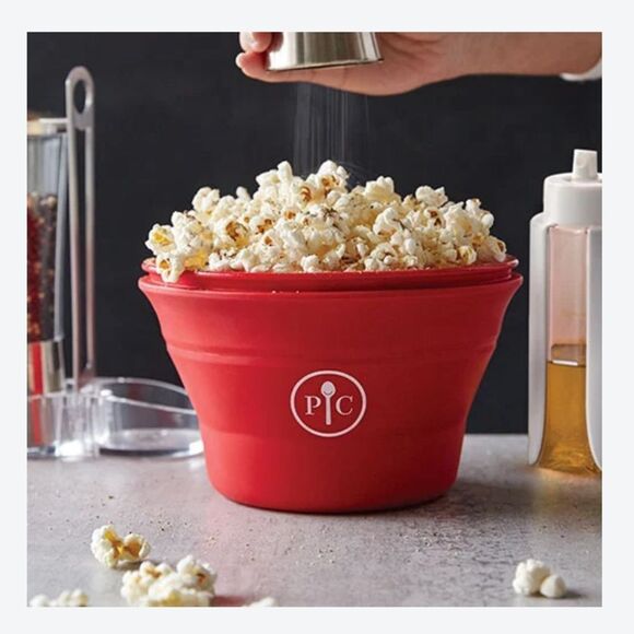 Pampered Chef Vibrant Red Popcorn Maker Microwave silicone - Picture 3 of 11